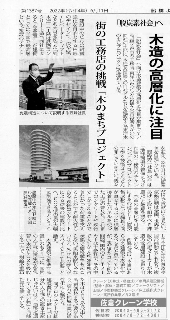 2022年6月11日の船橋よみうり新聞